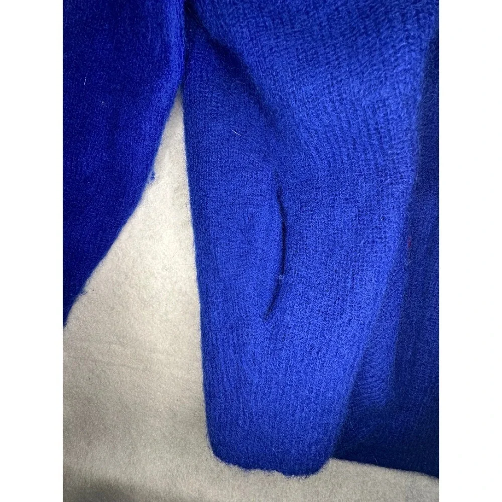 Pascali Mohair Blend Cardigan Electric Blue‎ Single Button Vintage Sweater Large - Picture 5 of 10